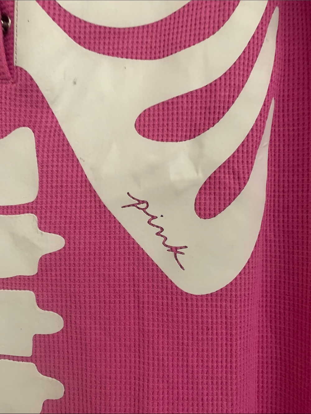 PINK Victoria's Secret Hot Pink Skeleton One-Piece Pajamas - Picture 4 of 5